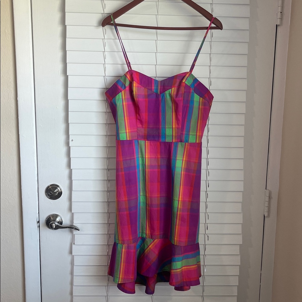 Colorful Plaid Spaghetti Strap Dress Size Medium
